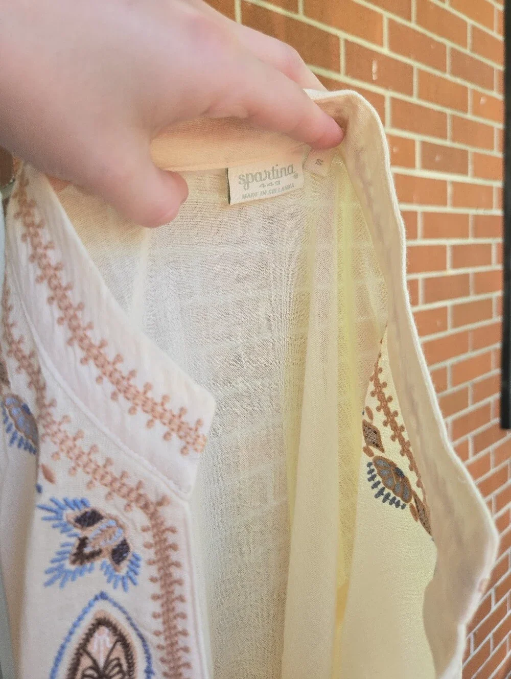 Spartina 449 Embroidered Blouse Cotton